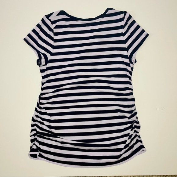 Liz Lange Maternity Blue Striped Short Sleeve Top | Size XXL - Picture 2 of 7